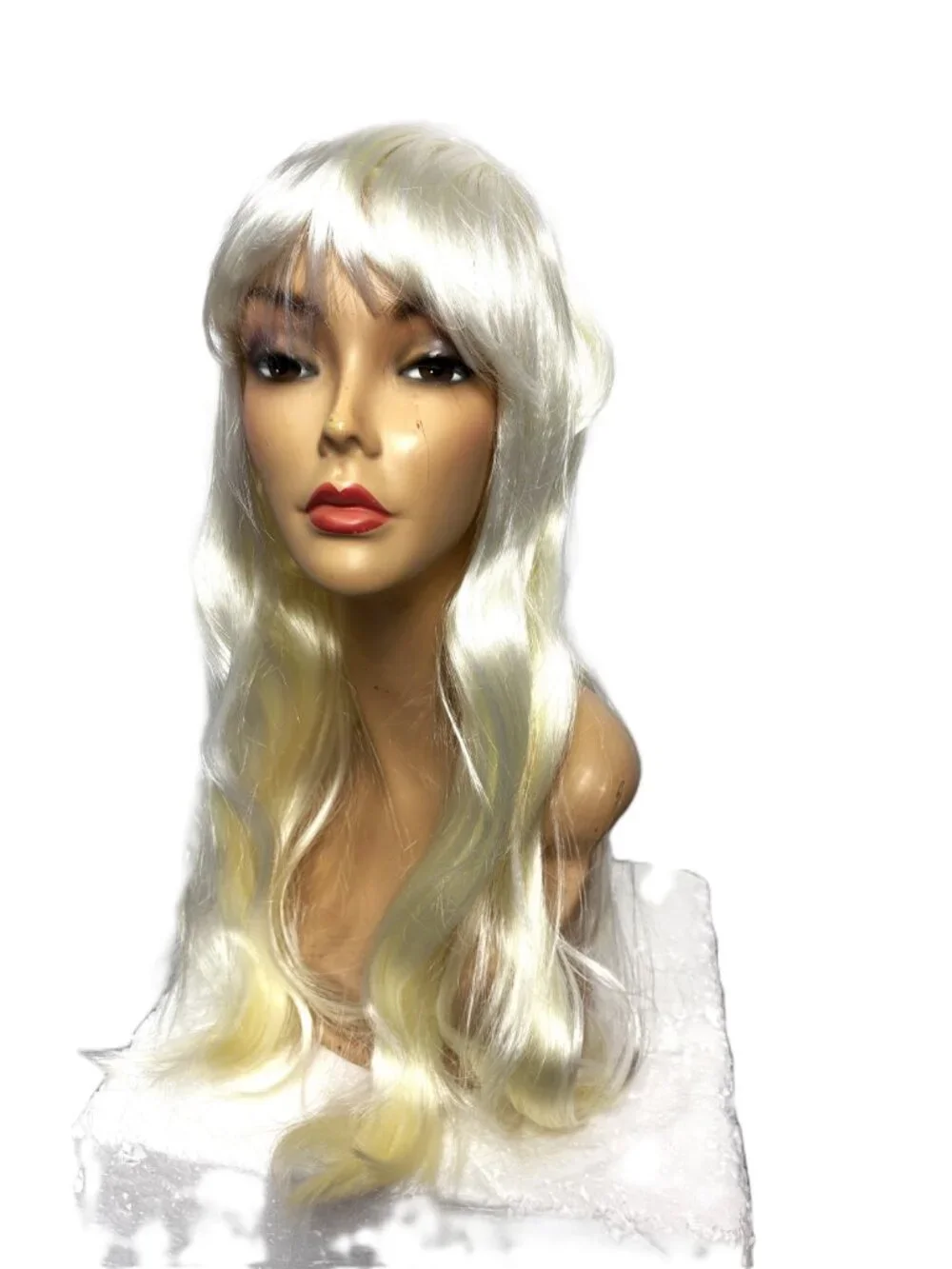 Pony Express 24” Long Platinum Blonde  Straight Wig w/ Bangs  New Old Stock Y2K